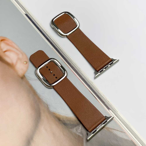 Кожаный ремешок Modern Buckle Leather на Apple Watch 38/40/41mm Silver/Brown